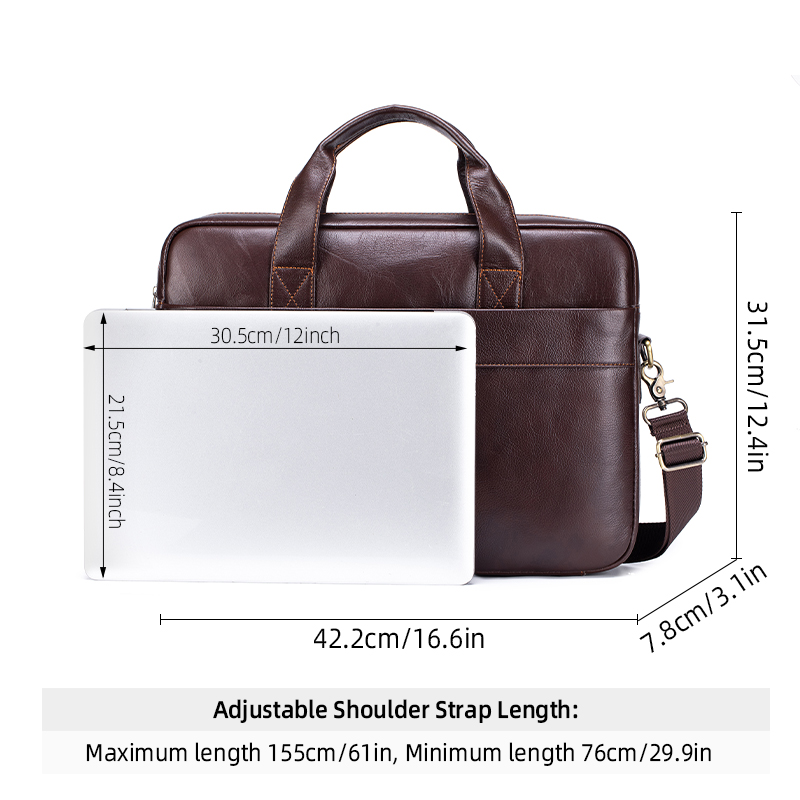 Genuine Leather Men's Briefcas - Luxury Bags For Laptop recension och pris