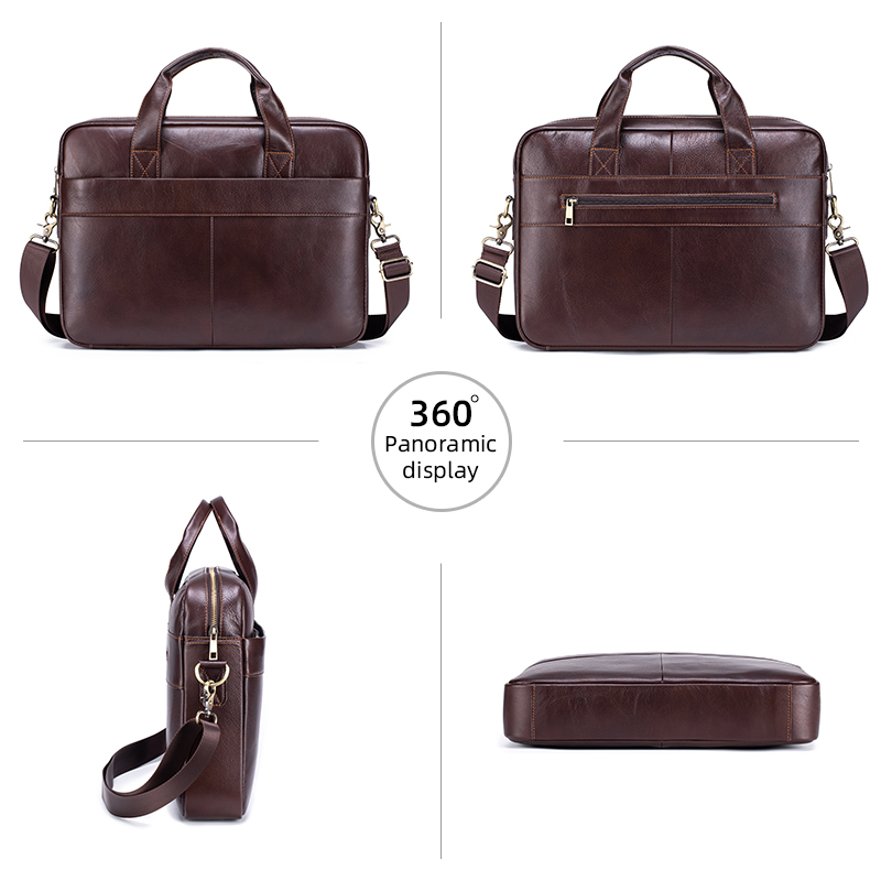 Genuine Leather Men's Briefcas - Luxury Bags For Laptop recension och pris