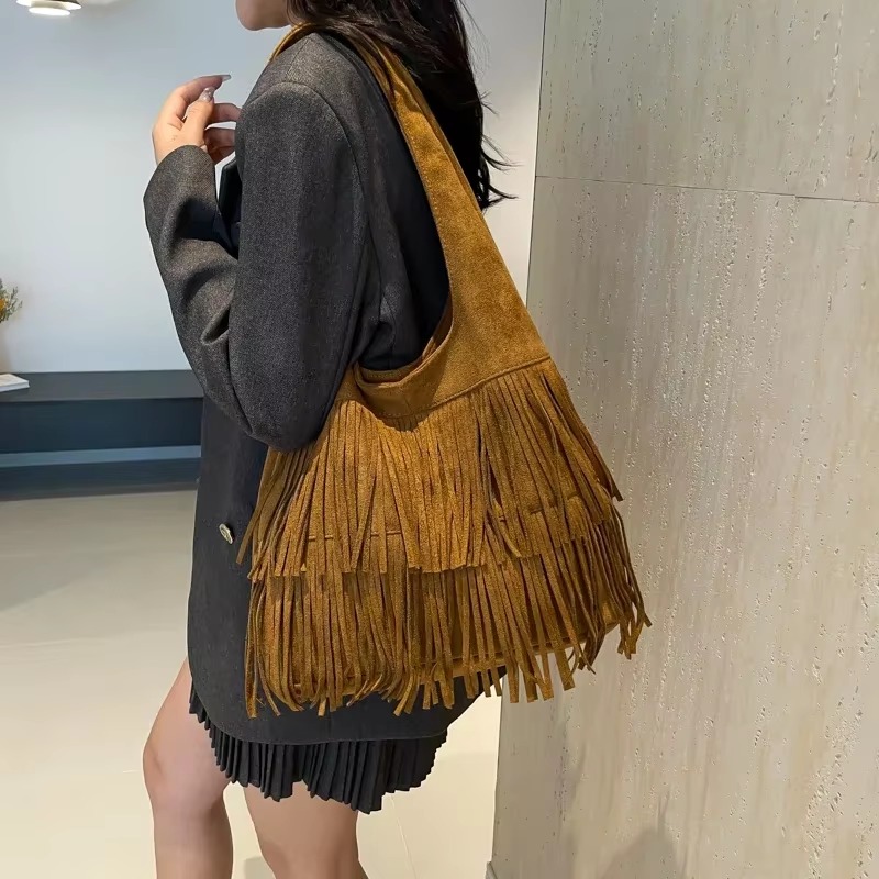 Faux Suede Tassel Shoulder Bag - Luxury Bags On Sales recension och pris