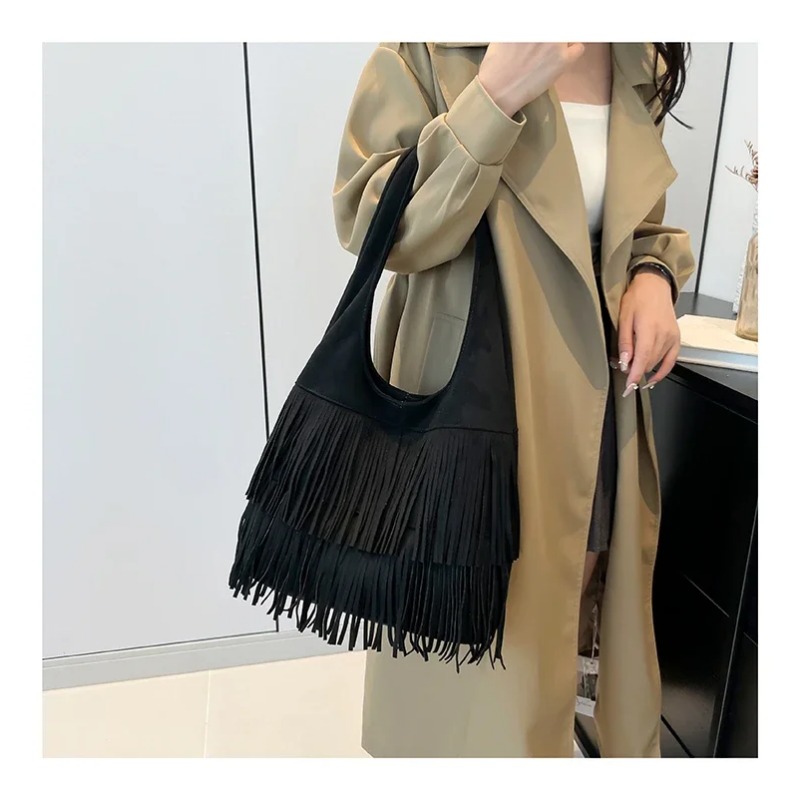Faux Suede Tassel Shoulder Bag - Luxury Bags On Sales recension och pris