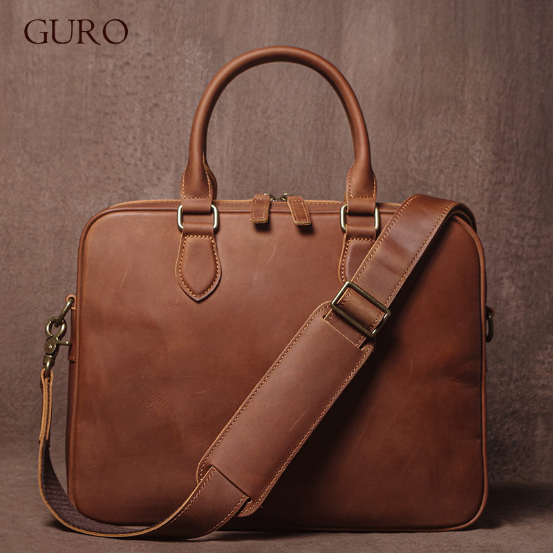 GURO Men Crazy Horse Cowhide B - Luxury Bags For Laptop recension och pris